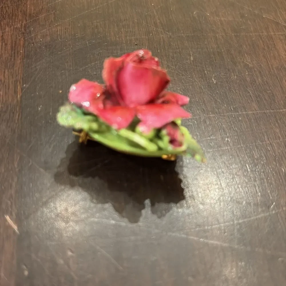 Vintage Staffordshire Elegant Pink Rose Brooch